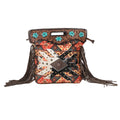 OHLAY Hand-Tooled Upcycled Canvas Hair-On Leather Clutch