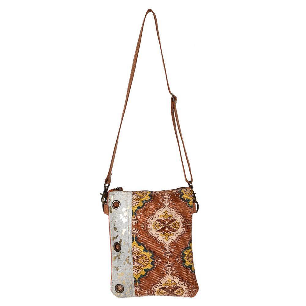 OHLAY Upcycled Wool Canvas Hair-On Leather Crossbody Bag