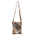OHLAY Hand-Tooled Upcycled Wool Canvas Hair-On Leather Crossbody Bag