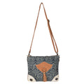 OHLAY Upcycled Canvas Hair-On Leather Crossbody Bag