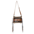 OHLAY Upcycled Canvas Hair-On Leather Crossbody Bag