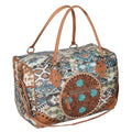 OHLAY Hand-Tooled Upcycled Canvas Hair-On Leather Duffel Bag