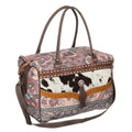 OHLAY Hand-Tooled Embossed Hair-On Leather Duffel Bag
