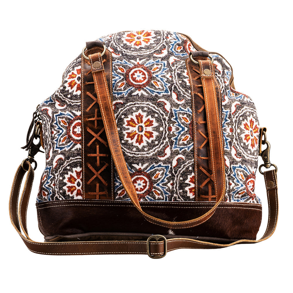 OHLAY Upcycled Canvas Hair-On Leather Tote