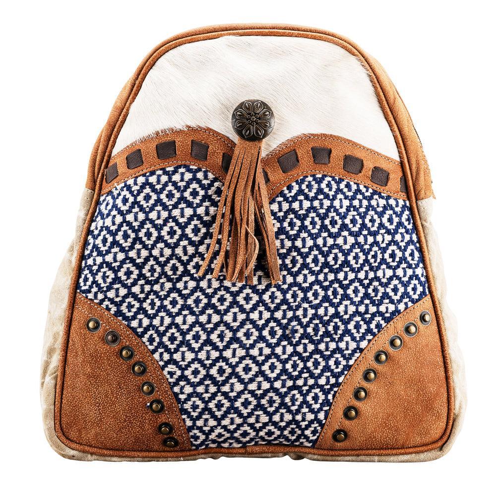 OHLAY Upcycled Wool Canvas Hair-On Leather Backpack