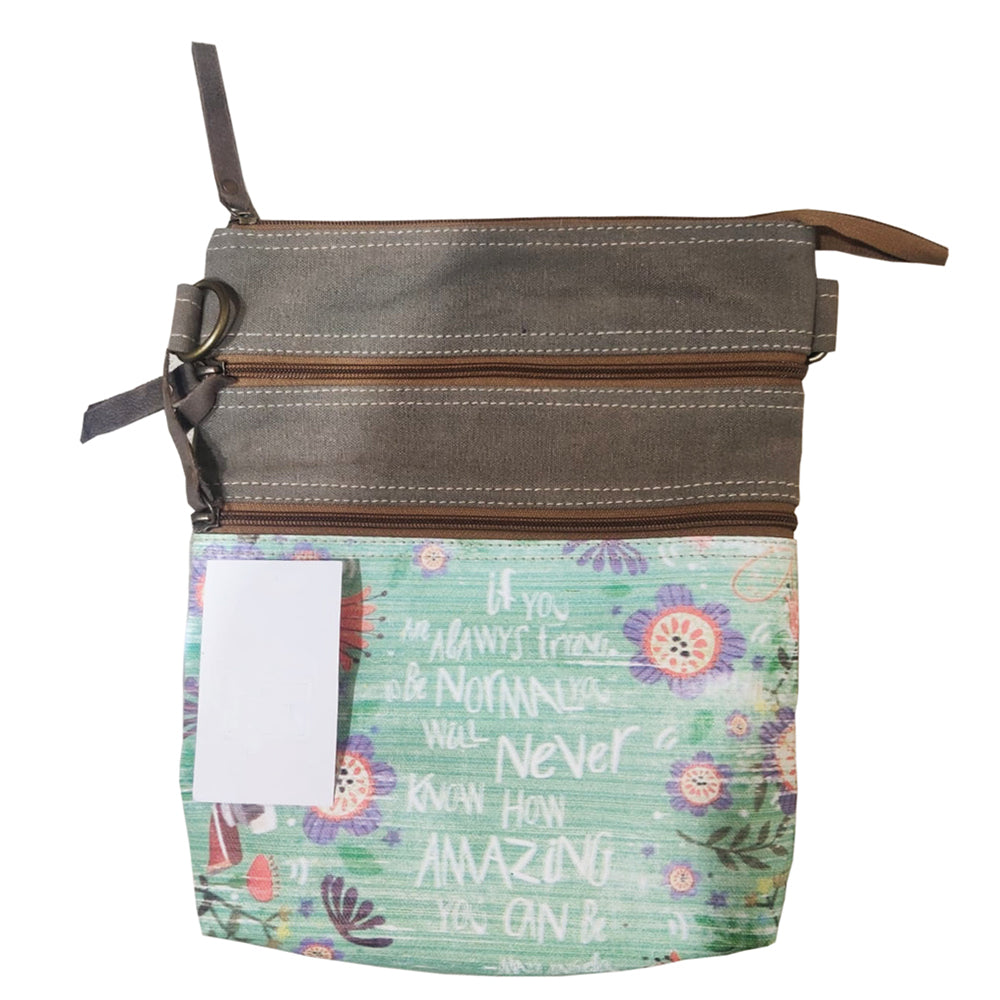 OHLAY Upcycled Canvas Leather Crossbody Bag