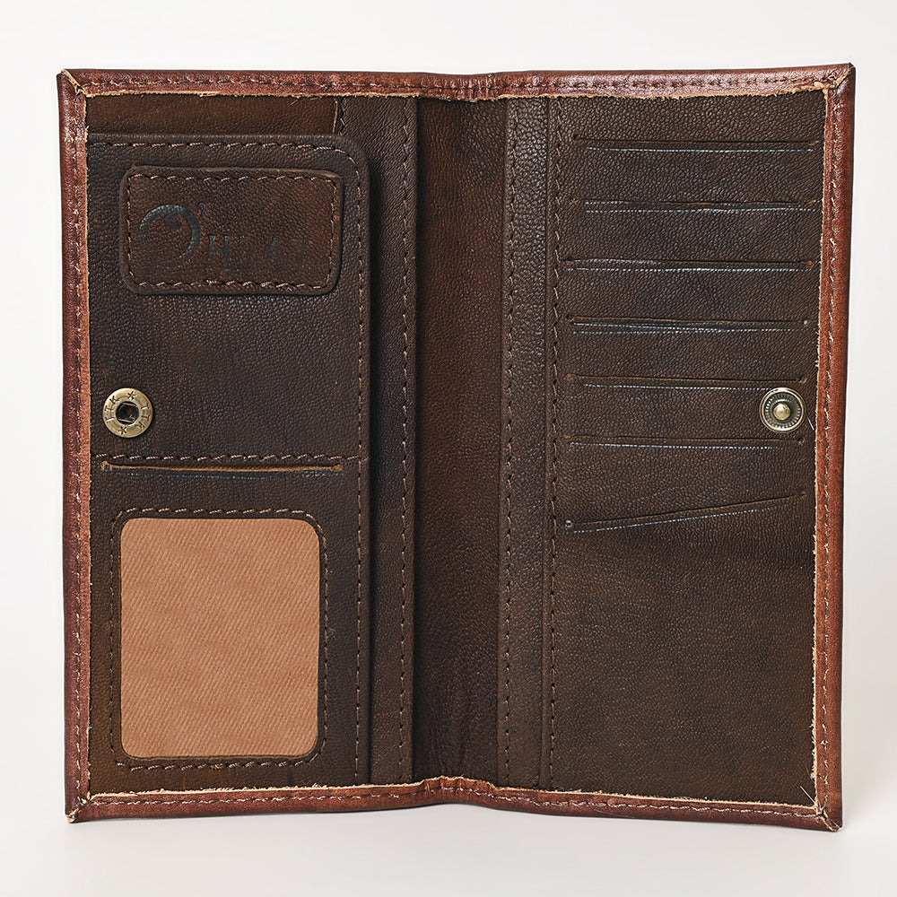 Ohlay Wallet Hand Tooled Genuine Leather