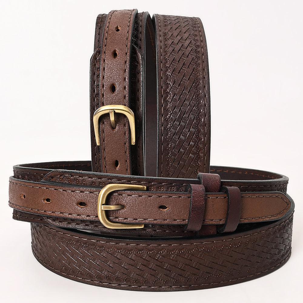 HILASON Western Genuine Leather Belt for Men Women Cowboy Cowgirl Handmade Unisex Full Grain Heavy Duty Tooled Belt for Jeans