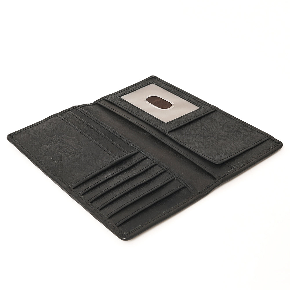 AMERICAN TANNER Genuine Leather Long Bifold Wallet For Men Women H7 X W3