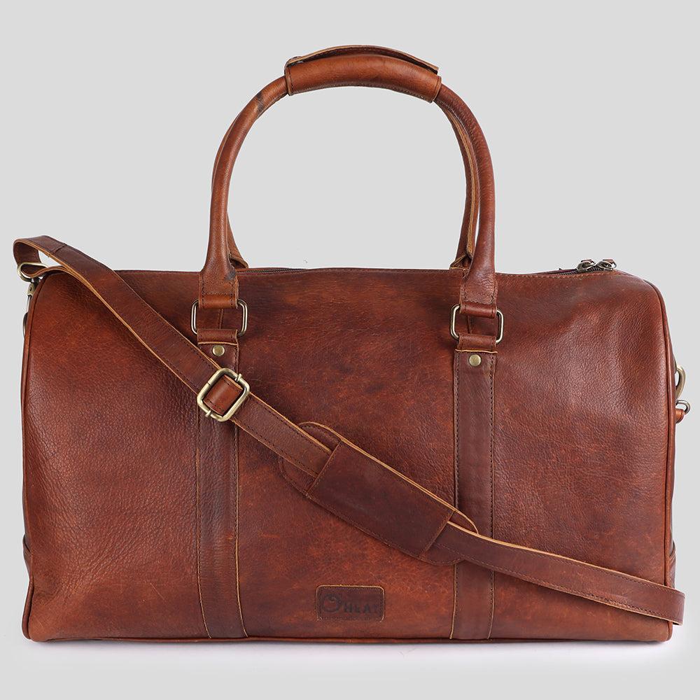OHLAY Hand-Tooled Leather Duffel Bag