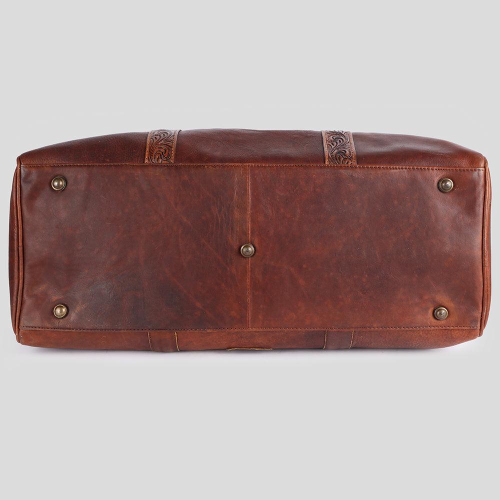 OHLAY Hand-Tooled Leather Duffel Bag