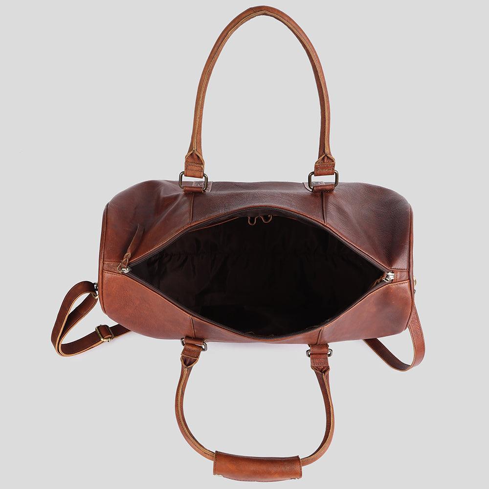 OHLAY Hand-Tooled Leather Duffel Bag