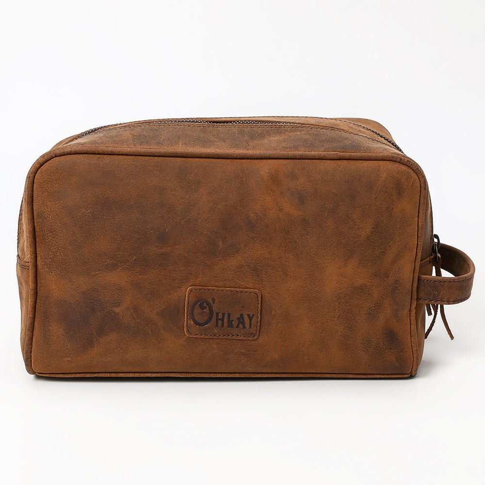 Ohlay Toiletry Hand Tooled Genuine Leather