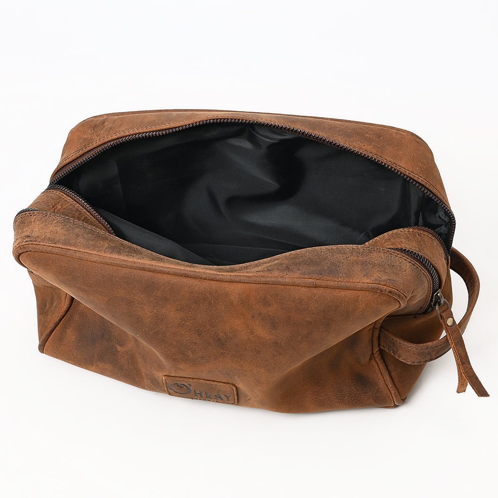 Ohlay Toiletry Hand Tooled Genuine Leather