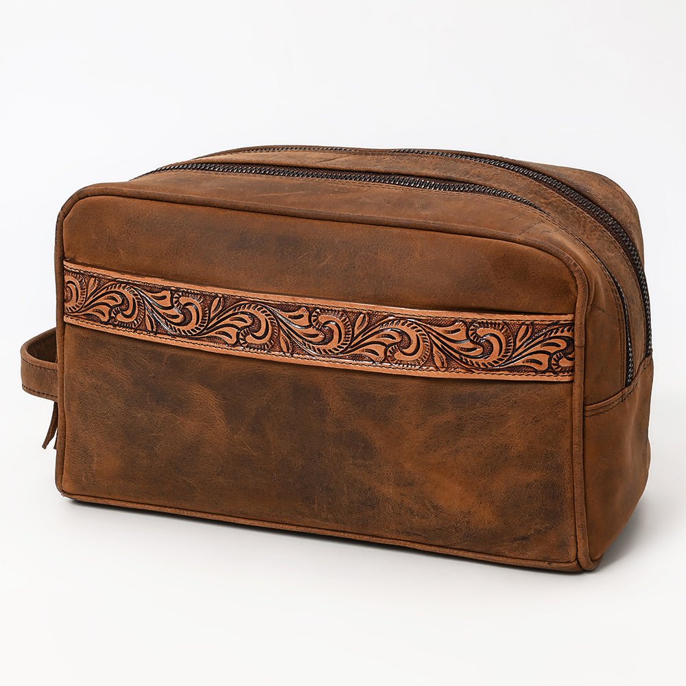 Ohlay Toiletry Hand Tooled Genuine Leather