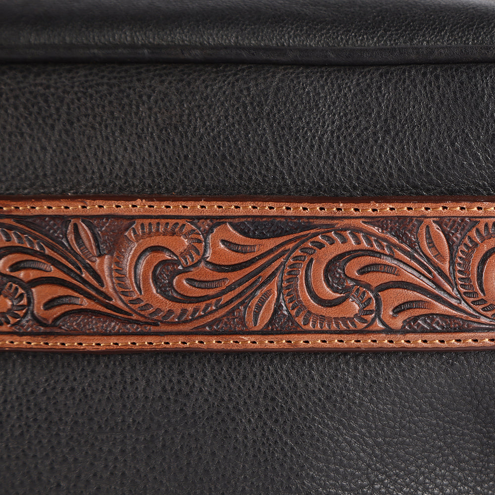 OHLAY Toiletry Hand Tooled Genuine Leather Women Bag Western Handbag Purse | Womens Handbags Belt for Summer