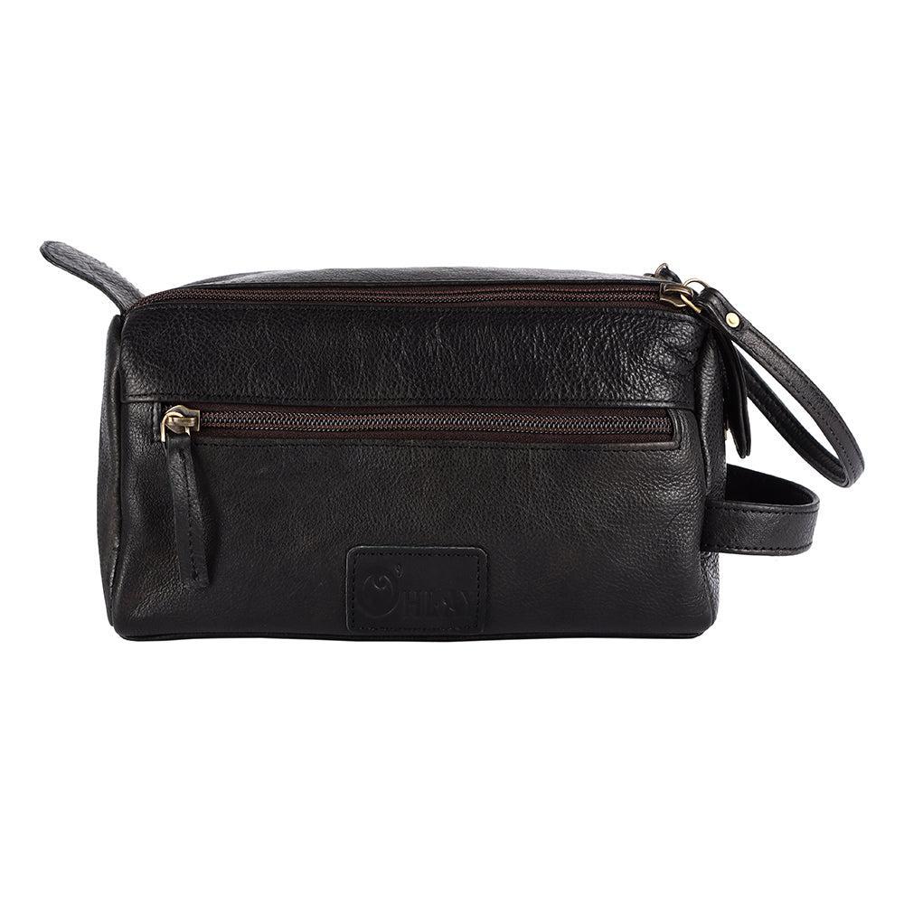 OHLAY Hand-Tooled Leather Toiletry Bag