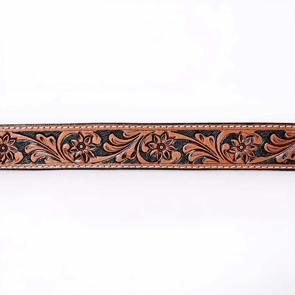 COMFYTACK Western Genuine Leather Belt for Men Women Cowboy Cowgirl Handmade Unisex Full Grain Heavy Duty Floral Tooled