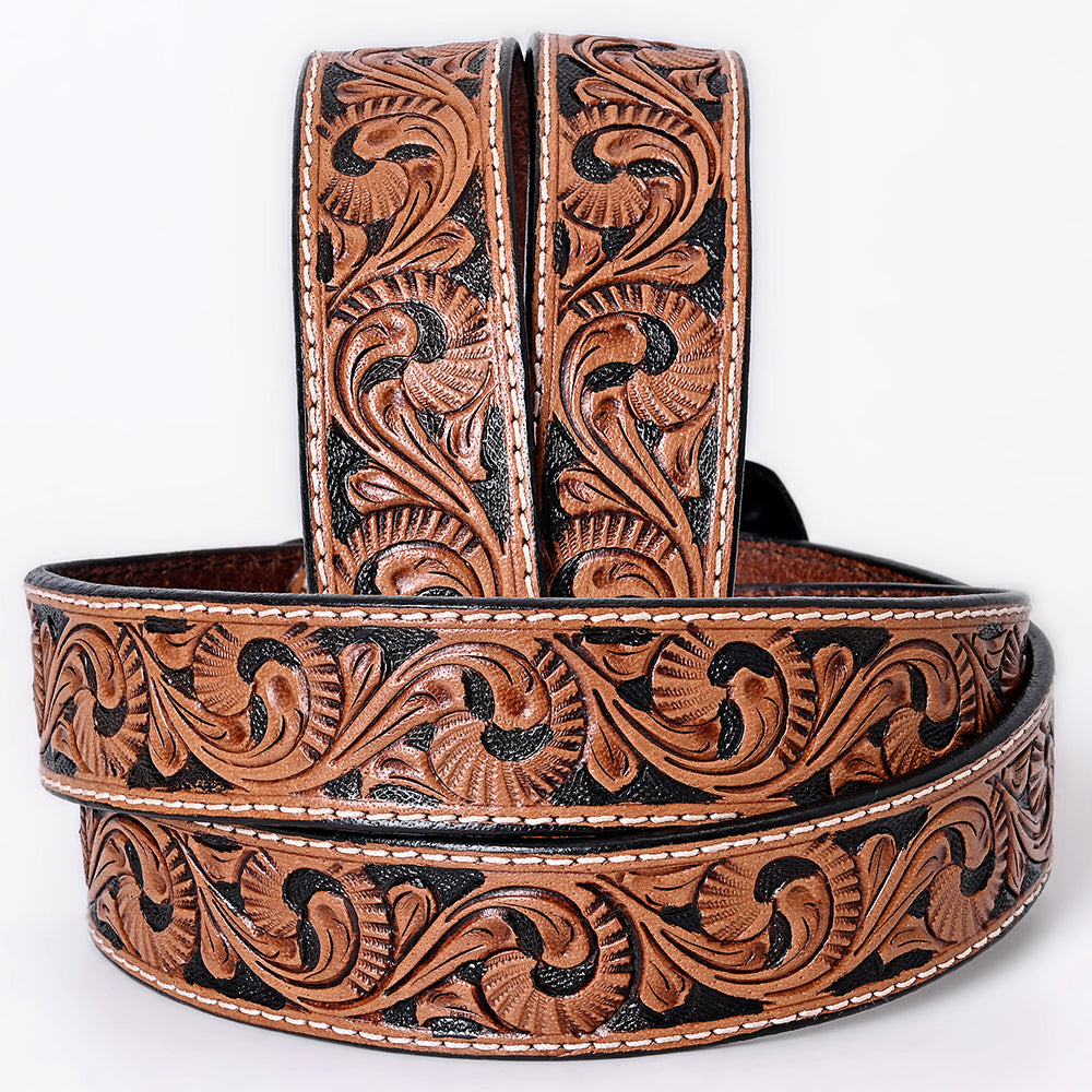 COMFYTACK Western Genuine Leather Belt for Men Women Cowboy Cowgirl Handmade Unisex Full Grain Heavy Duty Floral Tooled