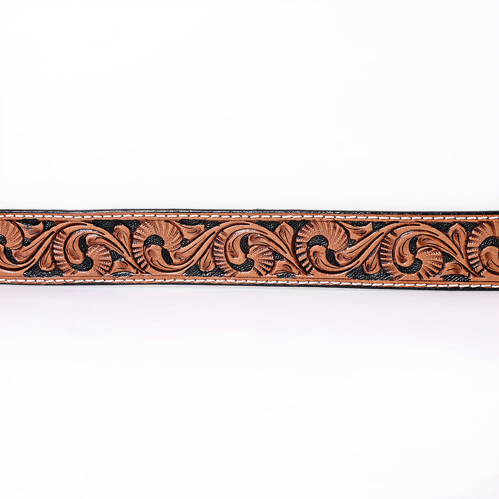 COMFYTACK Western Genuine Leather Belt for Men Women Cowboy Cowgirl Handmade Unisex Full Grain Heavy Duty Floral Tooled