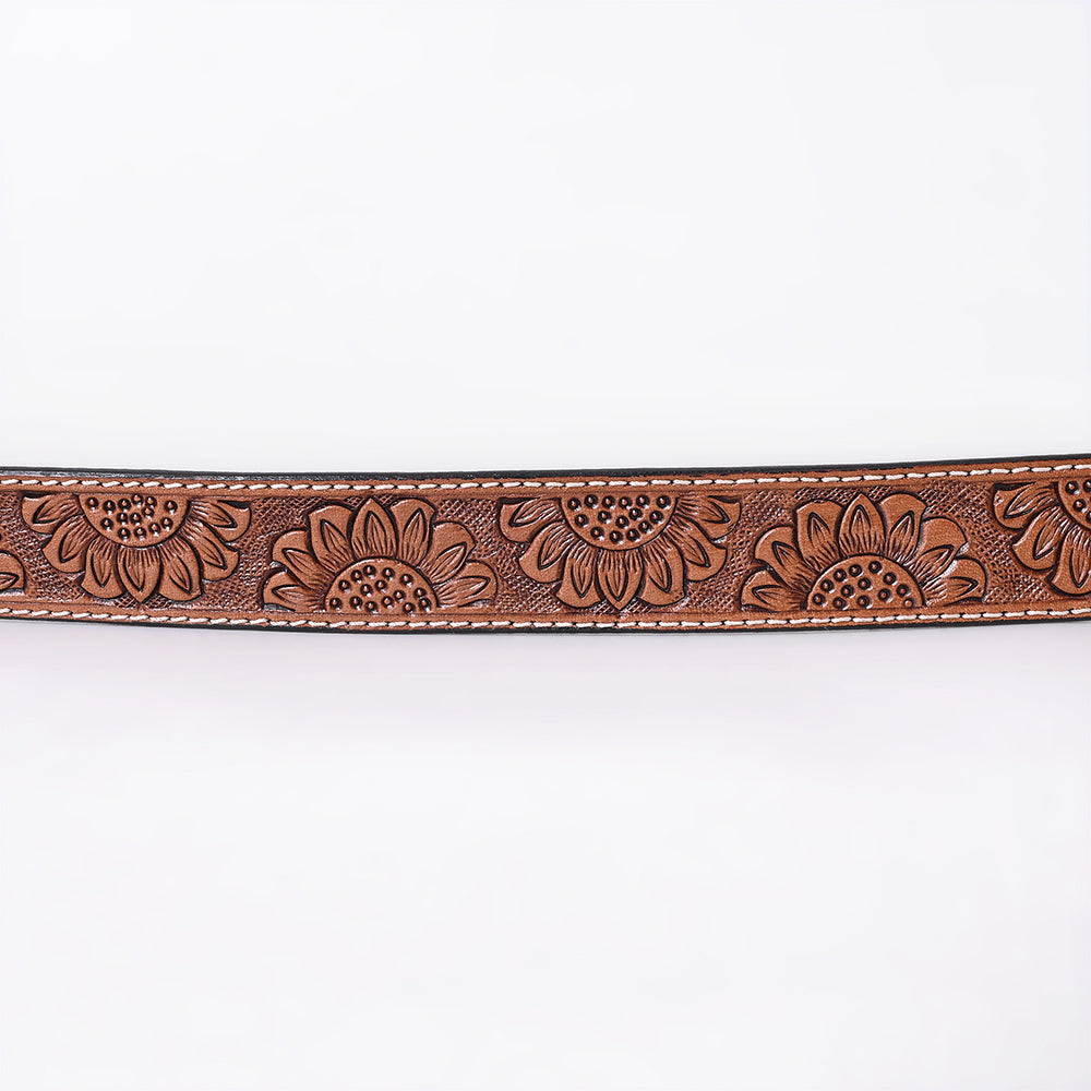 COMFYTACK Western Genuine Leather Belt for Men Women Cowboy Cowgirl Handmade Unisex Full Grain Heavy Duty Floral Tooled
