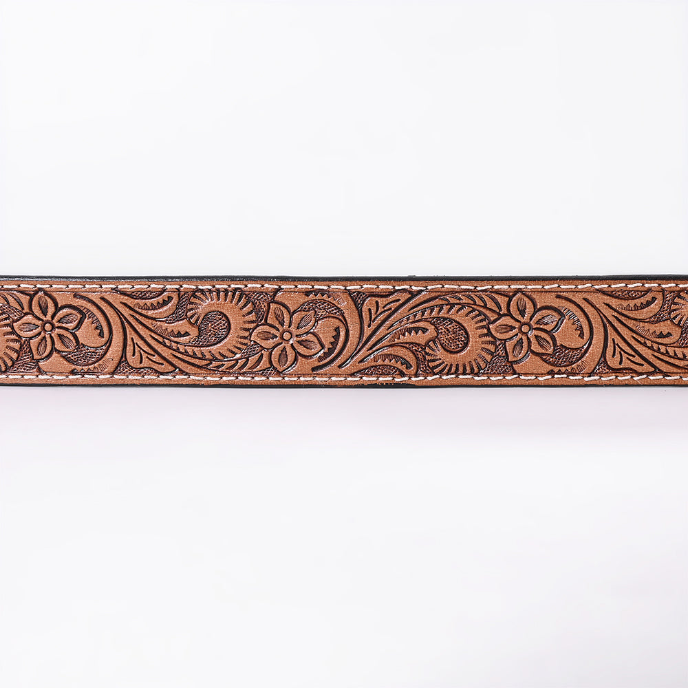 COMFYTACK Western Genuine Leather Belt for Men Women Cowboy Cowgirl Handmade Unisex Full Grain Heavy Duty Floral Tooled