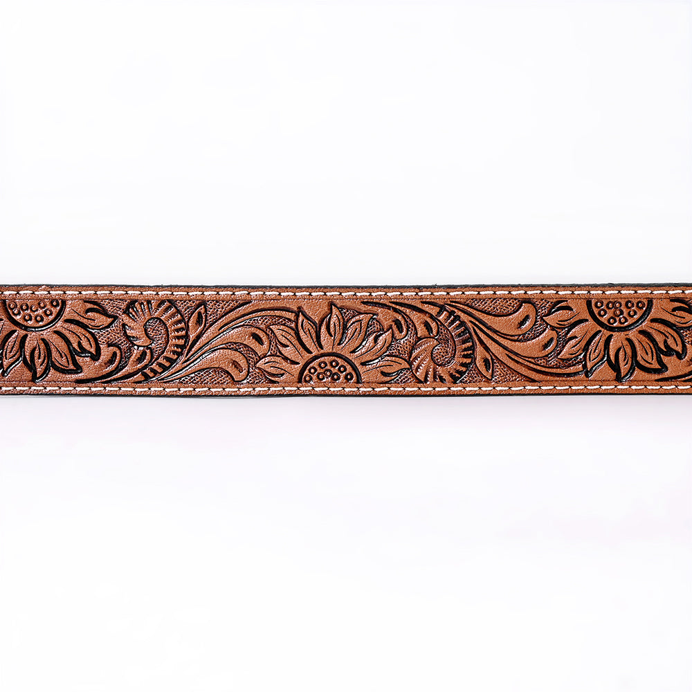 COMFYTACK Western Genuine Leather Belt for Men Women Cowboy Cowgirl Handmade Unisex Full Grain Heavy Duty Floral Tooled