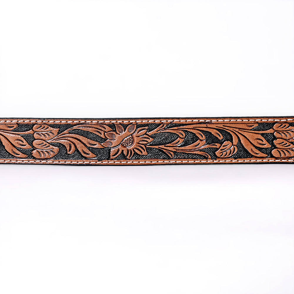 COMFYTACK Western Genuine Leather Belt for Men Women Cowboy Cowgirl Handmade Unisex Full Grain Heavy Duty Floral Tooled