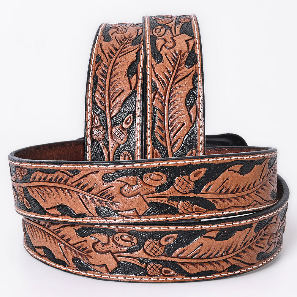 COMFYTACK Western Genuine Leather Belt for Men Women Cowboy Cowgirl Handmade Unisex Full Grain Heavy Duty Floral Tooled