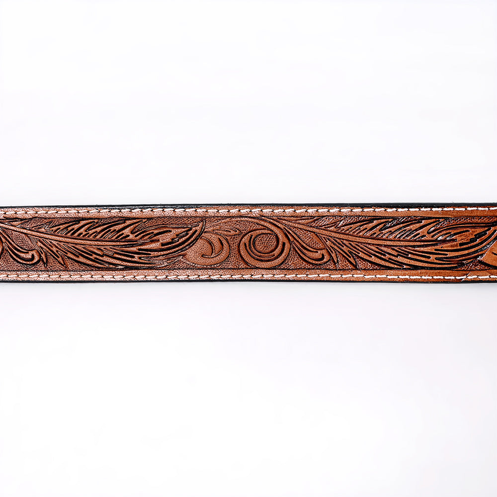 COMFYTACK Western Genuine Leather Belt for Men Women Cowboy Cowgirl Handmade Unisex Full Grain Heavy Duty Floral Tooled