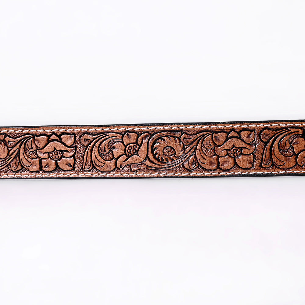 COMFYTACK Western Genuine Leather Belt for Men Women Cowboy Cowgirl Handmade Unisex Full Grain Heavy Duty Floral Tooled