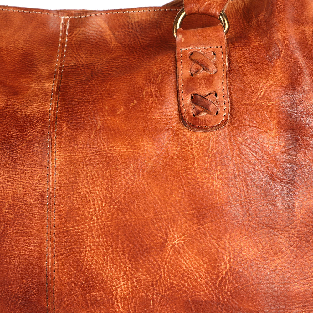 Never Mind Tote Vintage Handmade Genuine Cowhide Leather