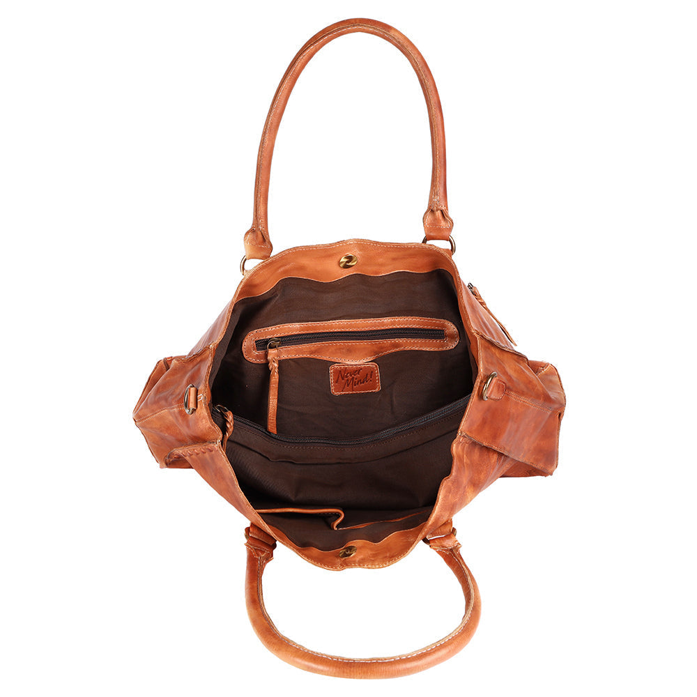 Never Mind Tote Vintage Handmade Genuine Cowhide Leather