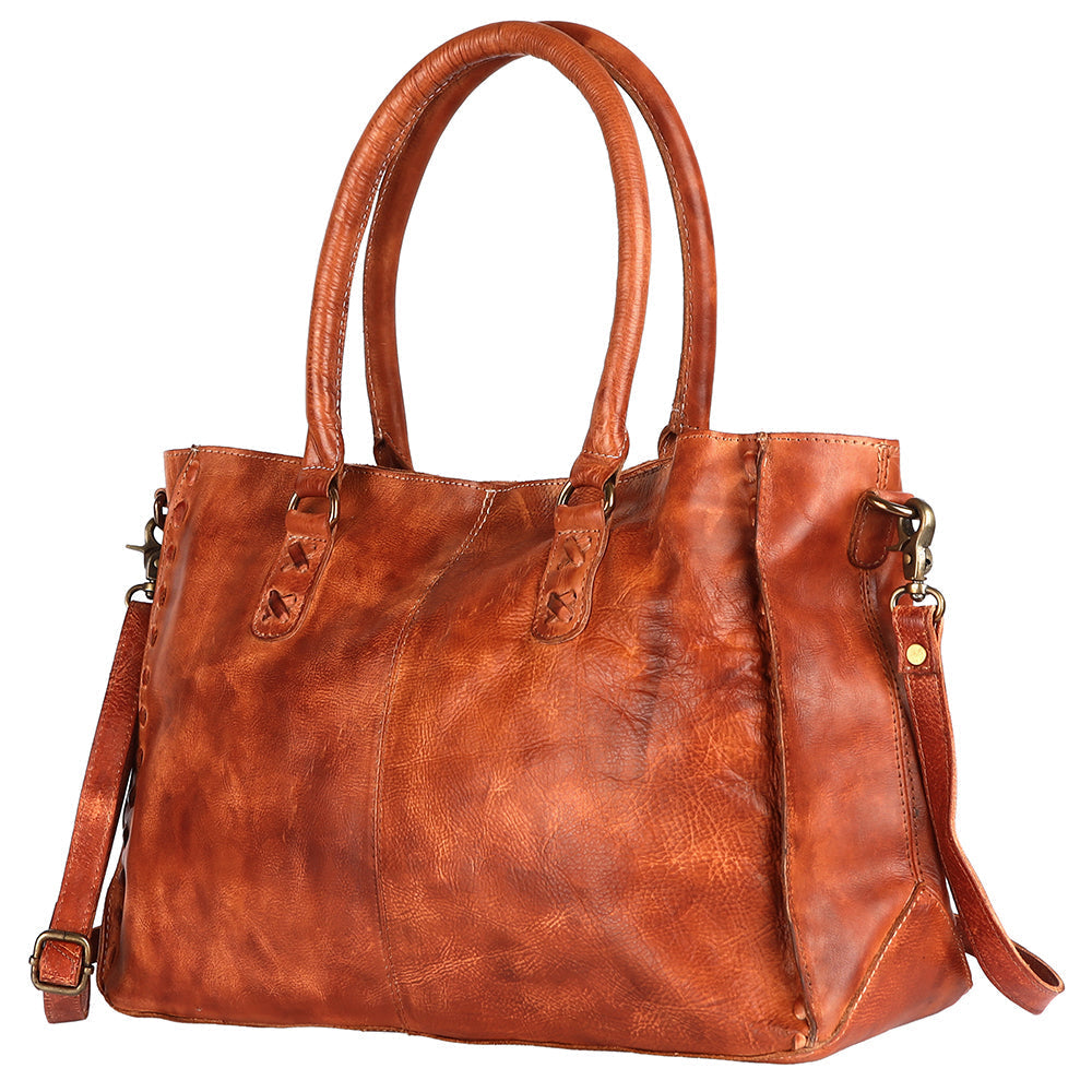 Never Mind Tote Vintage Handmade Genuine Cowhide Leather