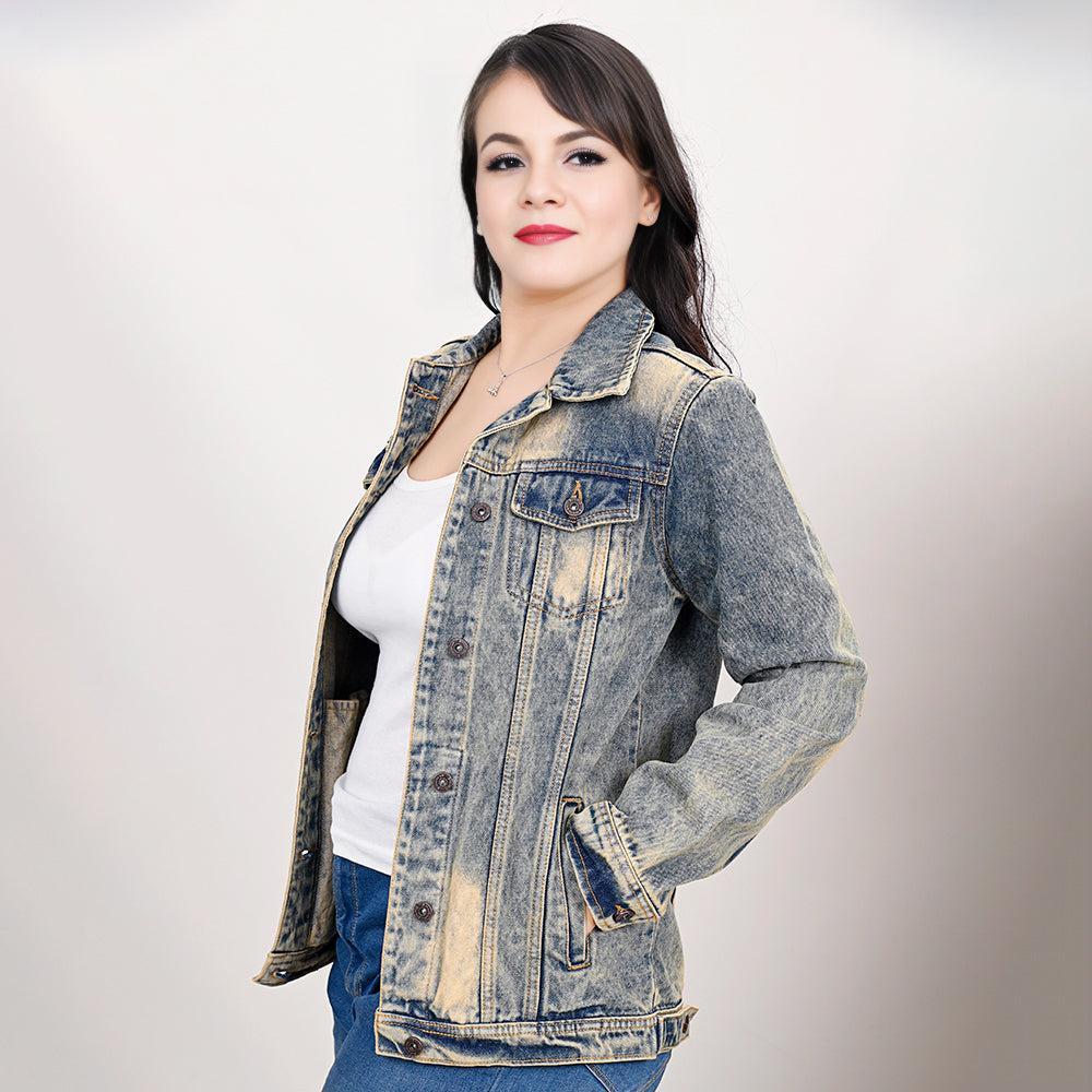 Genuine leather Hand tooled hand carved Women 100% cotton Denim jacket dress