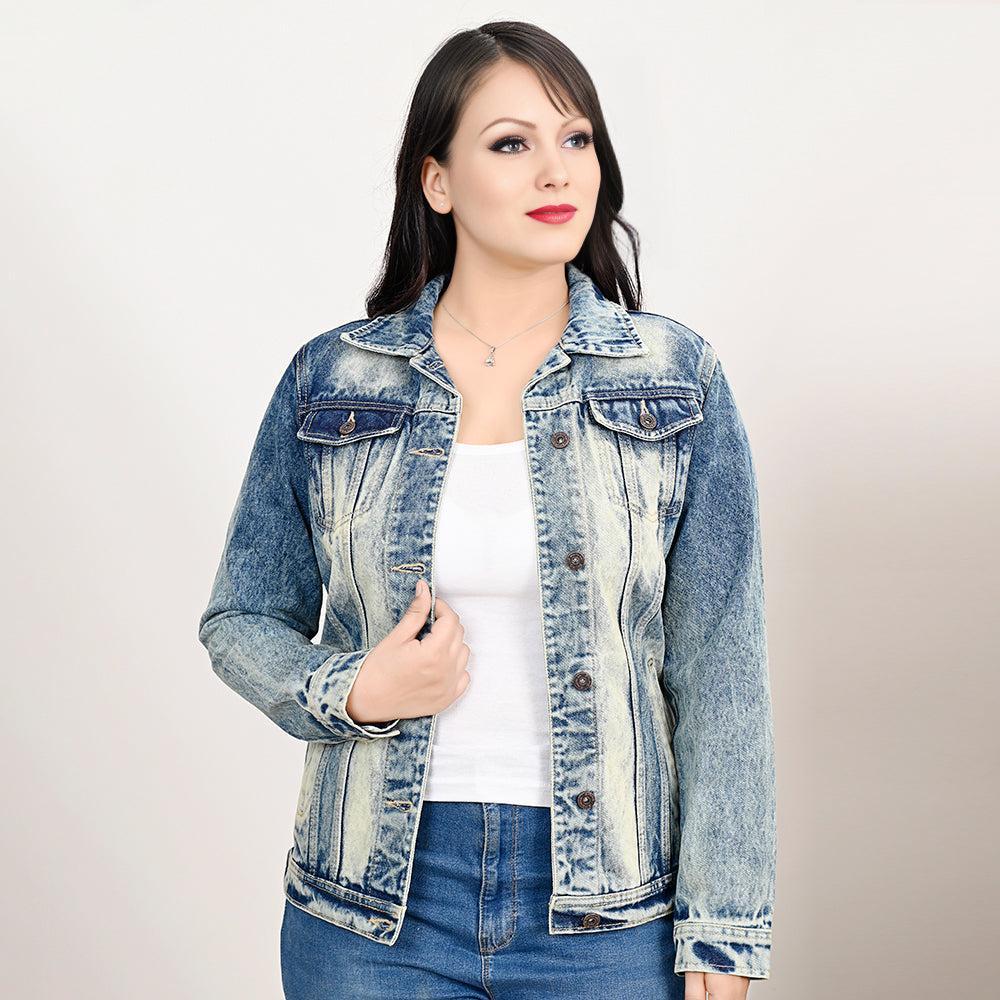 Genuine leather Hand tooled hand carved Women 100% cotton Denim jacket dress