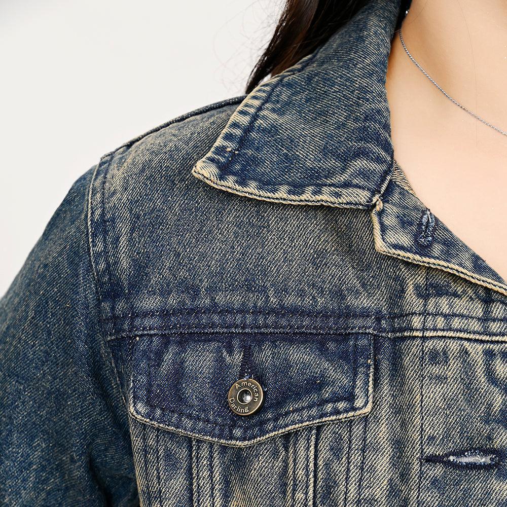 Genuine leather Hand tooled hand carved Women 100% cotton Denim jacket dress