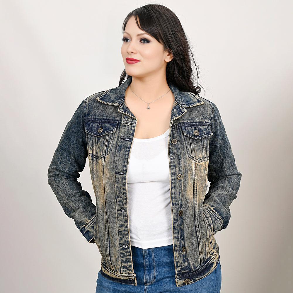 Genuine leather Hand tooled hand carved Women 100% cotton Denim jacket dress