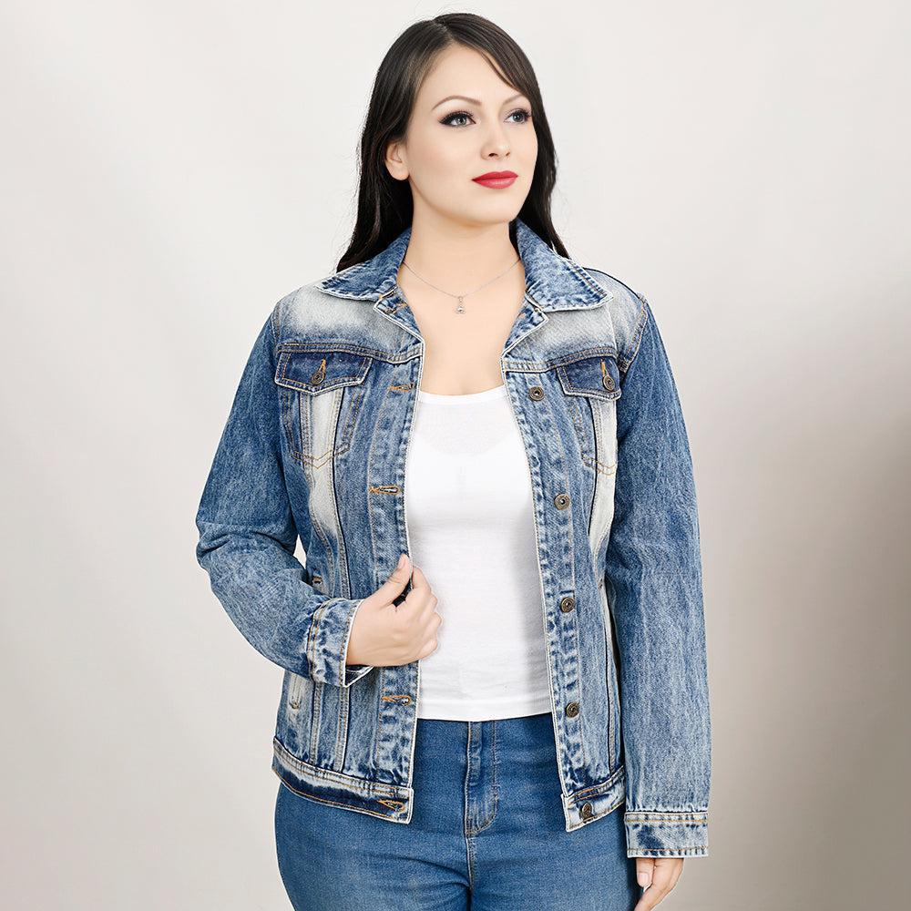 Genuine leather Hand tooled hand carved Women 100% cotton Denim jacket dress