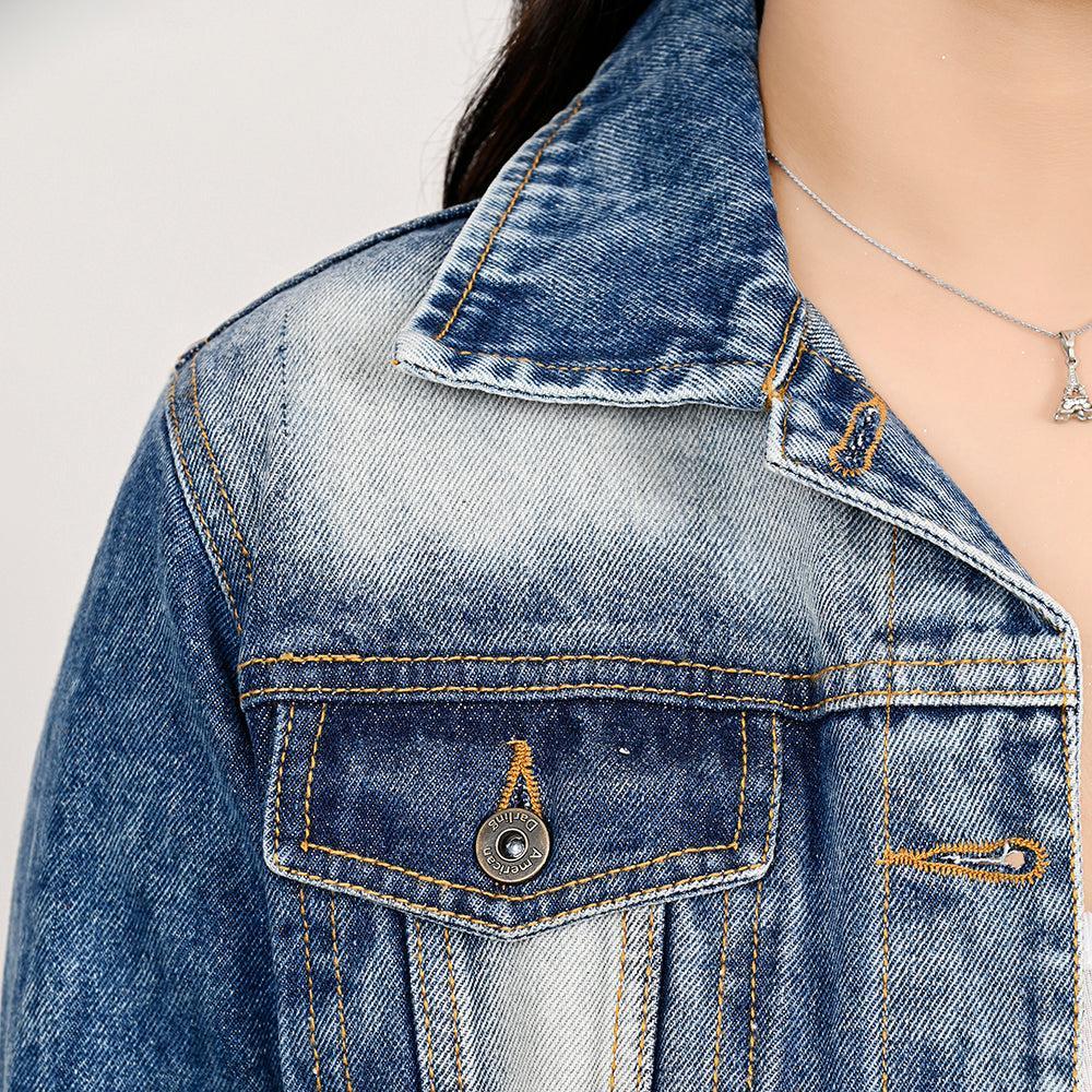 Genuine leather Hand tooled hand carved Women 100% cotton Denim jacket dress