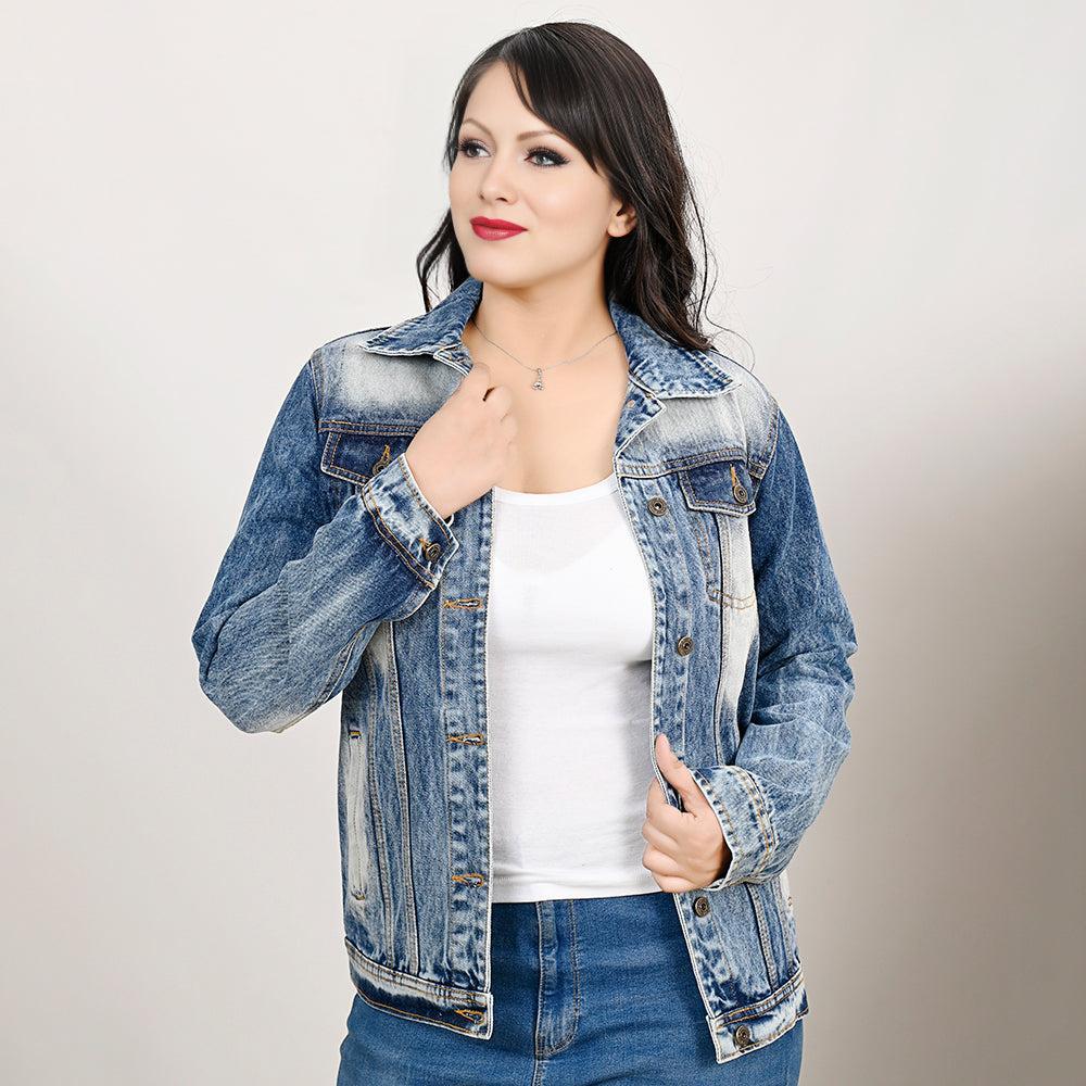 Genuine leather Hand tooled hand carved Women 100% cotton Denim jacket dress