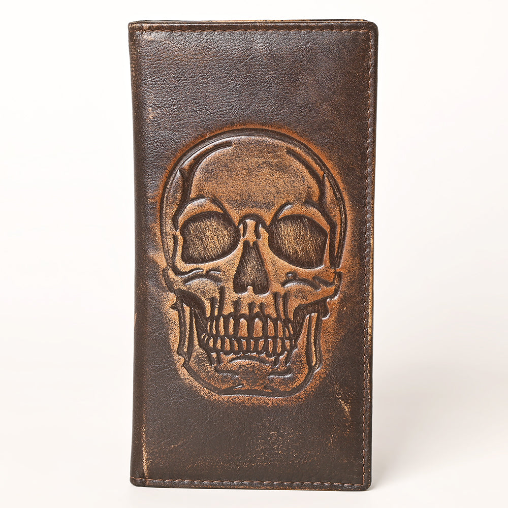 AMERICAN TANNER Genuine Leather Hand Burnished Long Bifold Wallet For Men Women H7 X W3.5 D0.5