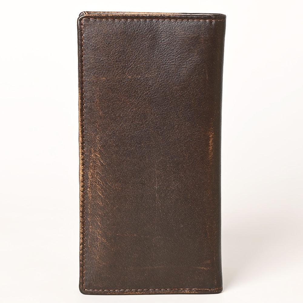 AMERICAN TANNER Genuine Leather Hand Burnished Long Bifold Wallet For Men Women H7 X W3.5 X D0.5