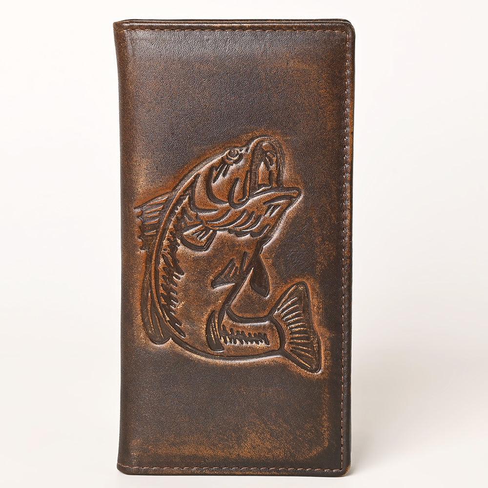 AMERICAN TANNER Genuine Leather Hand Burnished Long Bifold Wallet For Men Women H7 X W3.5 X D0.5