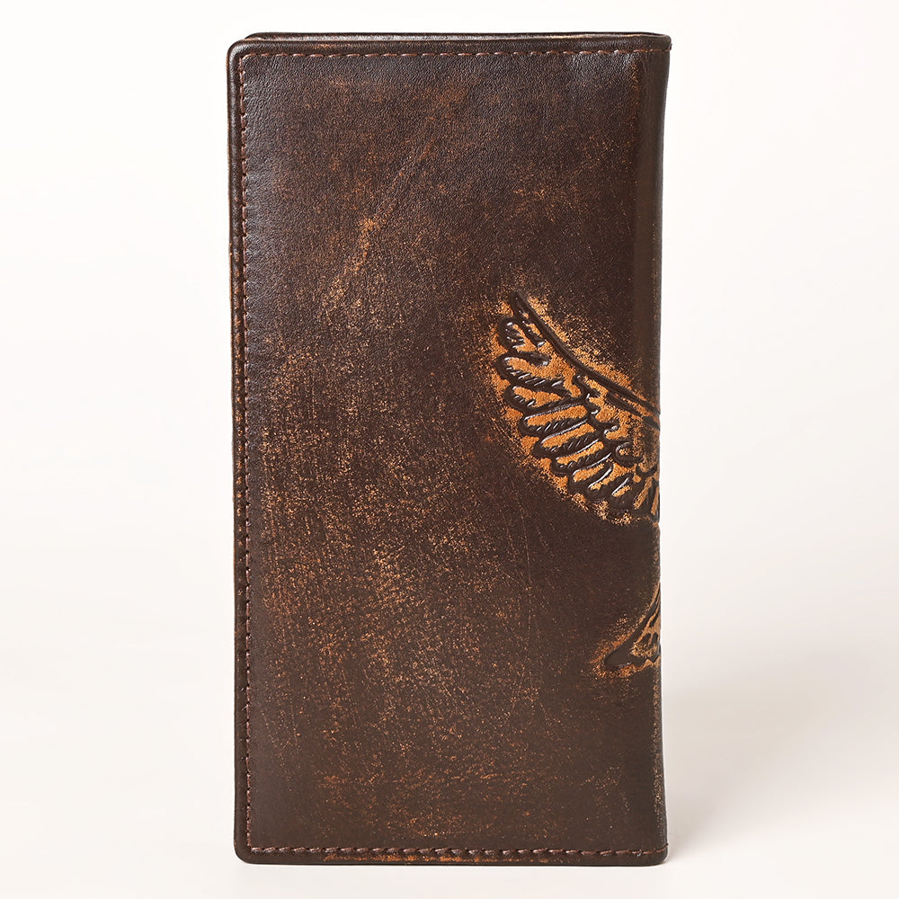AMERICAN TANNER Genuine Leather Hand Burnished Long Bifold Wallet For Men Women H7 X W3.5 D0.5