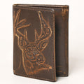 AMERICAN TANNER Genuine Leather Hand Burnished Trifold Wallet For Men Women H4.25 X W3 X D0.5