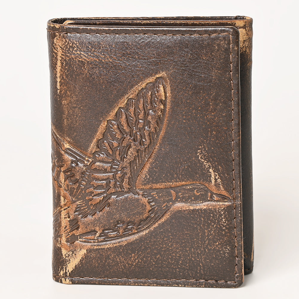 AMERICAN TANNER Genuine Leather Hand Burnished Trifold Wallet For Men Women H4.25 X W3 X D0.5