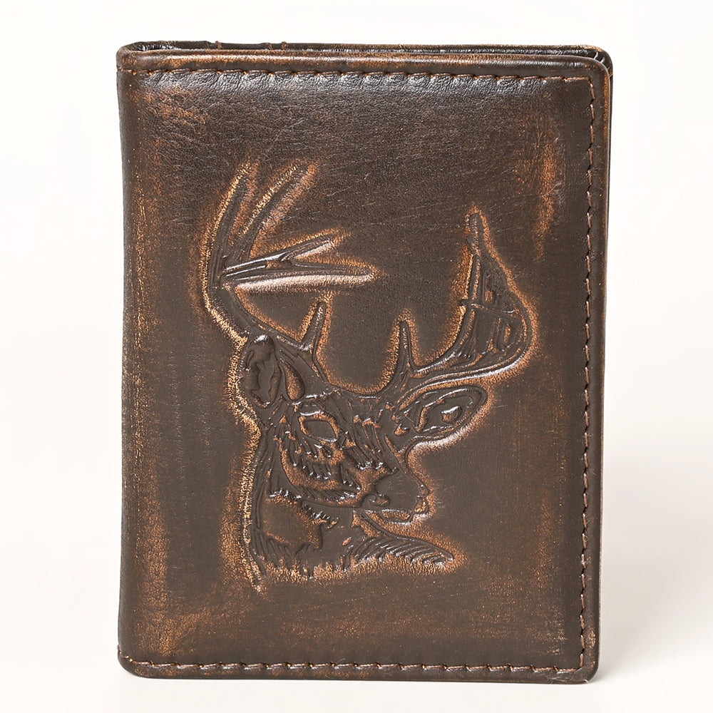 AMERICAN TANNER Genuine Leather Hand Burnished Bifold Wallet For Men Women H4.25 X W3 X D0.5
