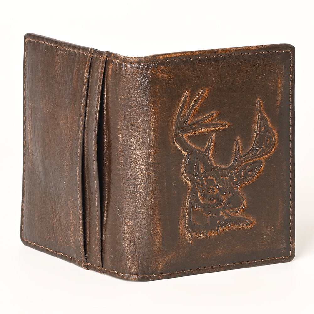 AMERICAN TANNER Genuine Leather Hand Burnished Bifold Wallet For Men Women H4.25 X W3 D0.5