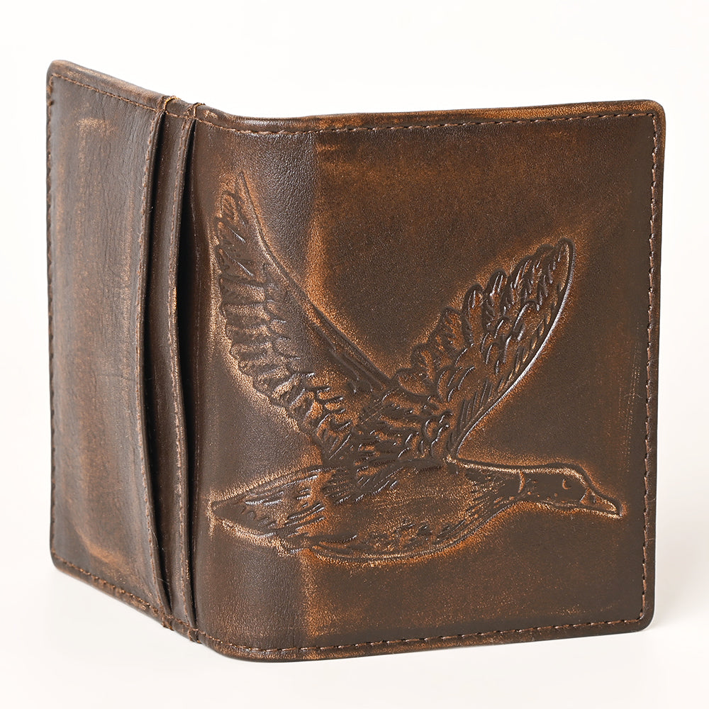 AMERICAN TANNER Genuine Leather Hand Burnished Bifold Wallet For Men Women H4.25 X W3 D0.5